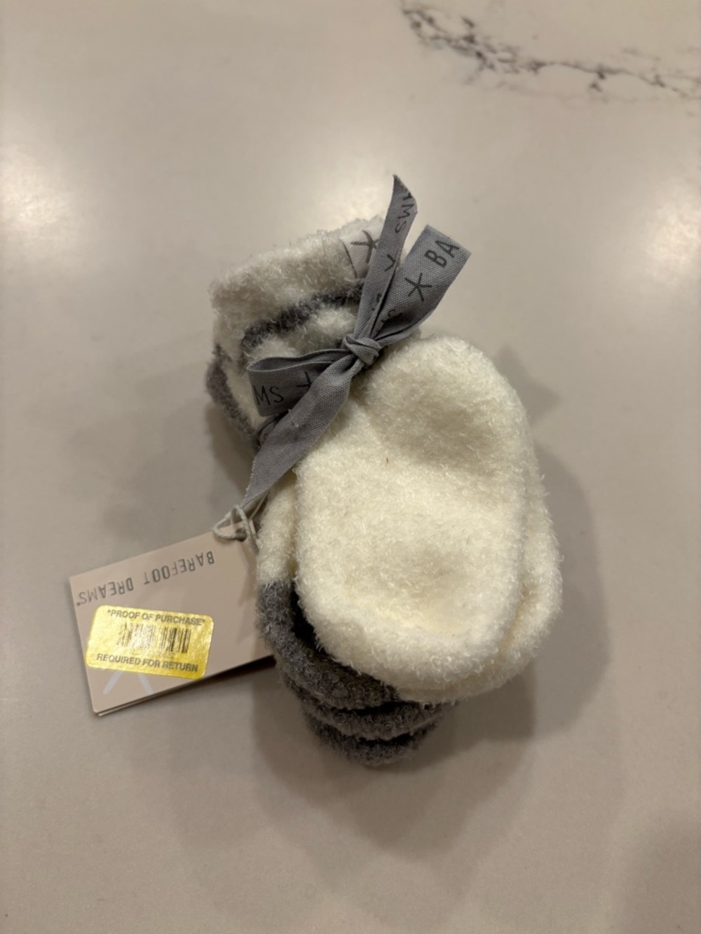 NWT Barefoot Dreams Infant 0-6M 3-Pack Cozy Chic Lite Socks - Cream and Gray